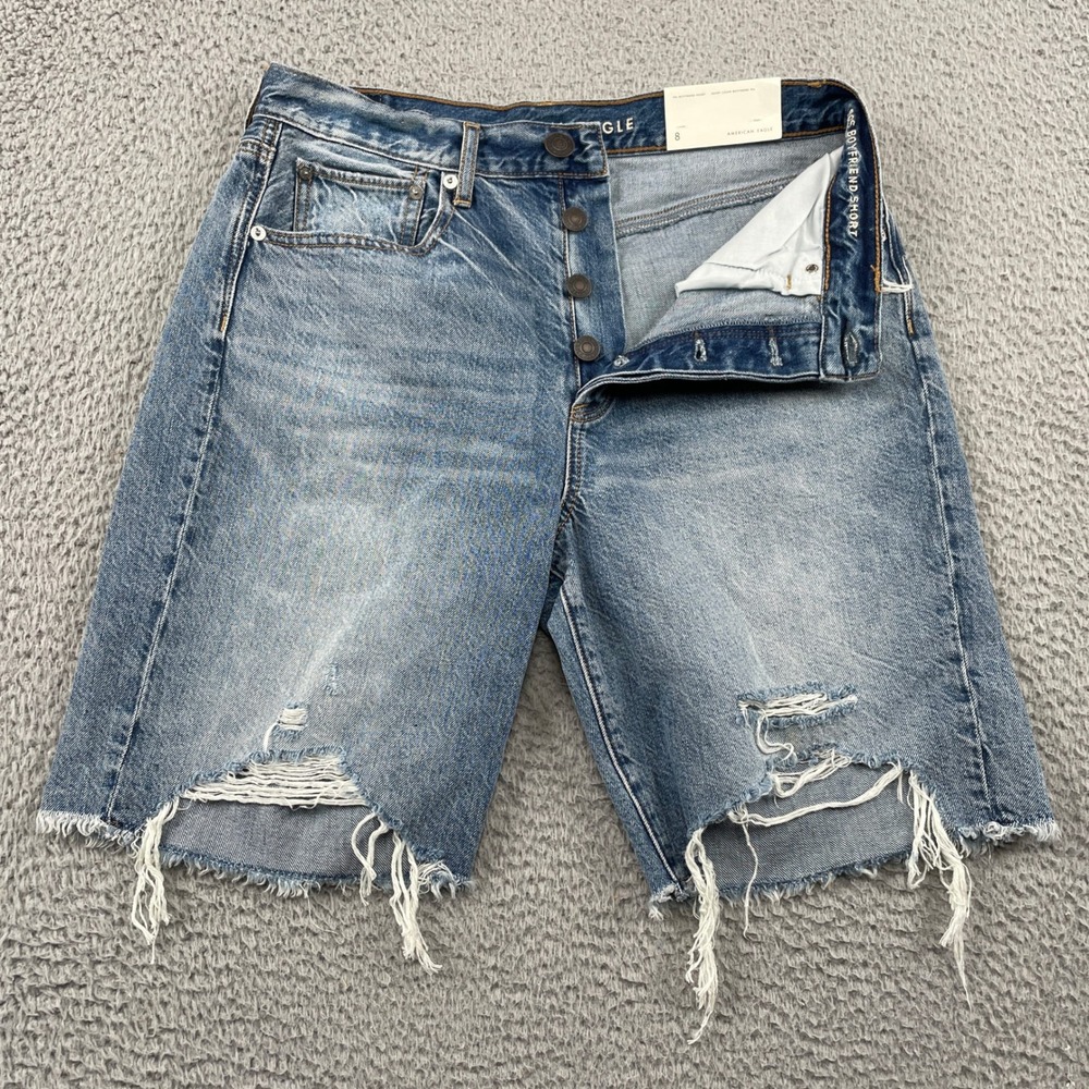 American Eagle Outfitters Distressed Blue Denim Jean Shorts